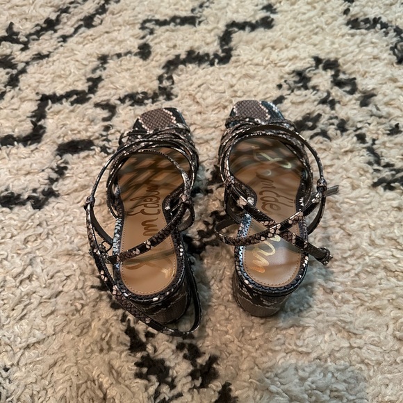 Sam Edelman Daffodil Snake Print Strappy Block Heels - Sz 8 - Picture 4 of 16